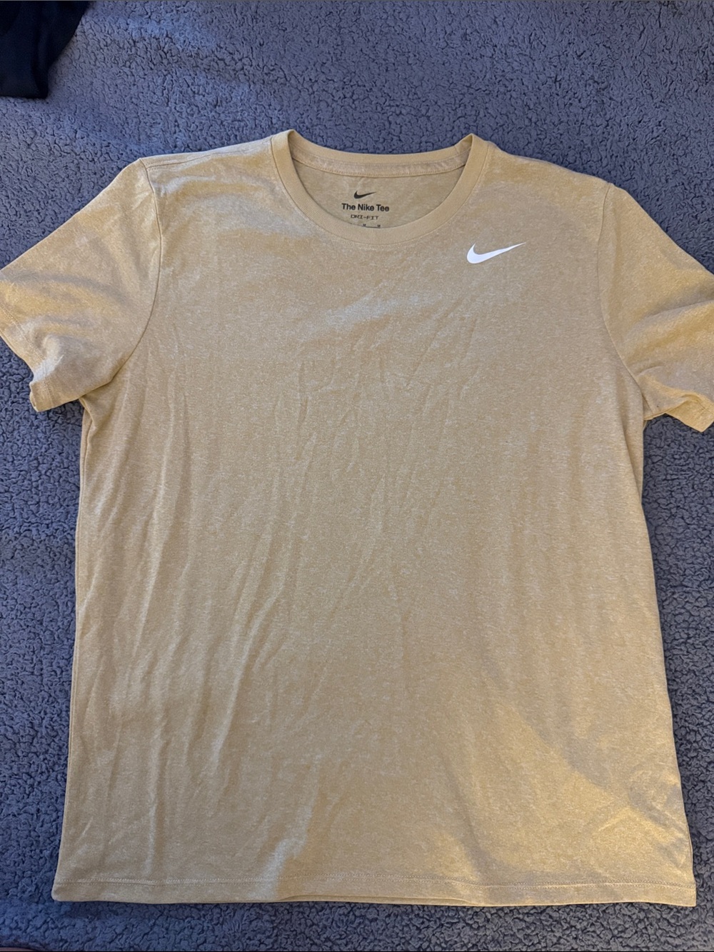 Nike Short Sleeve Crew Tee in Light Beige with White Swoosh